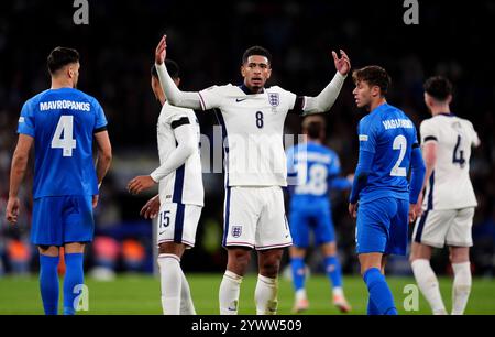 Aktenfoto vom 10-10-2024 von Jude Bellingham in England. England wurde 2-1 von Griechenland in Wembley im Kampf um die Nations League geschlagen. Ausgabedatum: Donnerstag, 12. Dezember 2024. Stockfoto