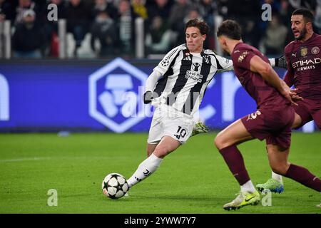 Turin, Italien. Dezember 2024. Kenan Yildiz von Juventus FC während des UEFA Champions League Spiels zwischen Juventus FC und Manchester City im Allianz Stadium in Turin, Italien, am 11. Dezember 2024 Foto Giuliano Marchisciano während Juventus FC gegen Manchester City, UEFA Champions League Fußball Spiel in Turin, Italien, 11. Dezember 2024 Credit: Independent Photo Agency/Alamy Live News Stockfoto