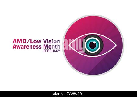 AMD Hintergrundbild für den Monat mit Formen und Typografie, Banner, Karte, Poster, Vorlage. AMD Low Vision Awareness Month, moderner Hintergrund Stock Vektor