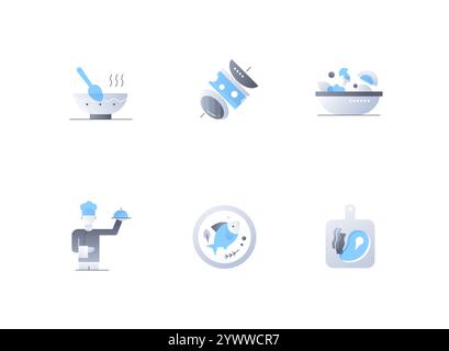 Speisen und Zutaten – Symbole im flachen Design Stock Vektor