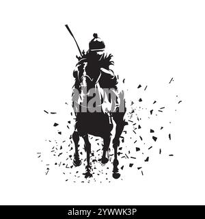 Vollblut-Pferderennen, Reitsport, Jockey-Reitpferd, isolierte Vektor-Silhouette. Reitlogo. Jockeys reiten Pferde auf Rennpferden Stock Vektor