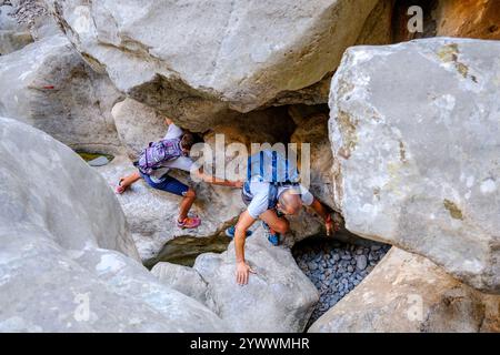 Torrent de Pareis, Sa Calobra, Gemeinde Escorca, Spanien, Europa Stockfoto