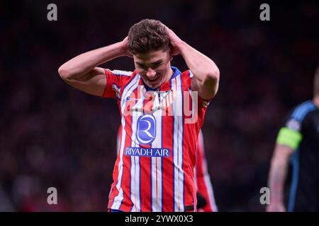 Madrid, Spanien, 11. Dezember 2024 Champions-League-Fußballspiel Atletico de Madrid gegen Slovan Bratislava im Riyadh Air Metropolitano Stadion in Madrid, Spanien. Dezember 2024. Julian Alvarez 900/Cordon Press Credit: CORDON PRESS/Alamy Live News Stockfoto