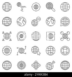 Kontursymbole für Multipolarität Set – Zeichen für Leistungsverteilung. Vektorkontursymbole für internationale Beziehungen Stock Vektor