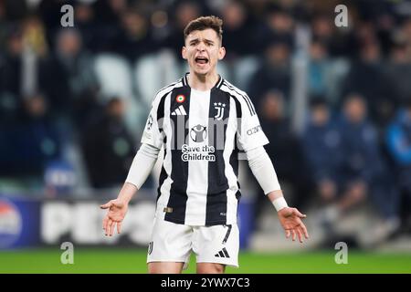 Turin, Italien. 11. Dezember 2024. Francisco Conceicao von Juventus FC reagiert während des Fußballspiels der UEFA Champions League 2024/25 zwischen Juventus FC und Manchester City FC. Quelle: Nicolò Campo/Alamy Live News Stockfoto