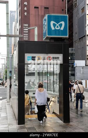 Eintritt zur U-Bahn-Station Ginza, Tokio, Chuo City, Ginza, Japan, Asien. Stockfoto