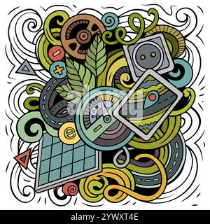 Electric Cars Cartoon Vektor Doodle Design Stock Vektor