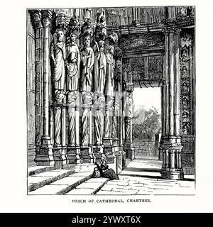 Porch of Cathedral, Chartres aus der Normandie und Bretagne Illustration von Randolph Caldecott (22. März 1846 – 12. Februar 1886), einem britischen Künstler und Illustrator, veröffentlicht 1905 Stockfoto