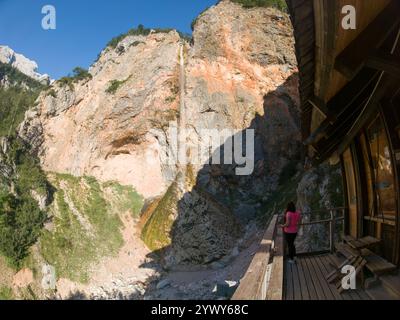 Rinka fällt im Logartal, Slowenien. Rinka fällt im Logartal, Kamnik alpen, Slowenien Stockfoto