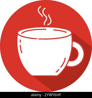 Dampfbecher mit heißem Getränk festlicher Aufkleber Vektor Stock Vektor