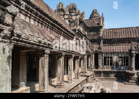 Kambodscha, 25.02.2024, Siem Reap, Angkor Tempel, Angkor VAT, Khmer, Ruinen, Skulptur, Foto von Jean-Yves Bardin Stockfoto