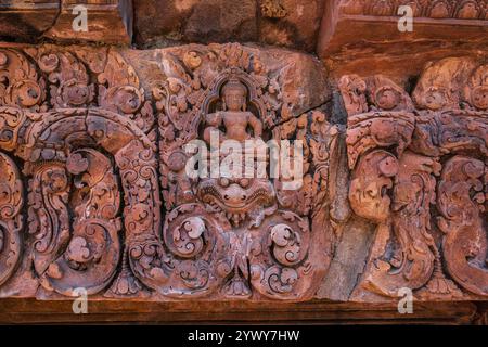 Kambodscha, Kambodscha, 26.02.2024, Siem Reap, Angkor-Tempel, Benteay Srei, Lady Temple, Khmer, Ruinen, Ruinen, khmer, Foto von Jean-Yves Bardin Stockfoto