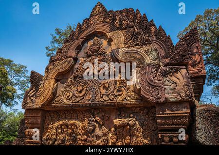 Kambodscha, Kambodscha, 26.02.2024, Siem Reap, Angkor-Tempel, Benteay Srei, Lady Temple, Khmer, Ruinen, Ruinen, khmer, Foto von Jean-Yves Bardin Stockfoto