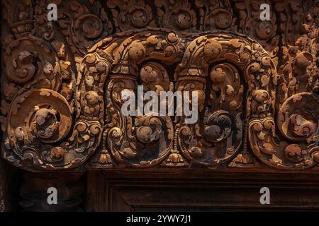 Kambodscha, Kambodscha, 26.02.2024, Siem Reap, Angkor-Tempel, Benteay Srei, Lady Temple, Khmer, Ruinen, Ruinen, khmer, Foto von Jean-Yves Bardin Stockfoto