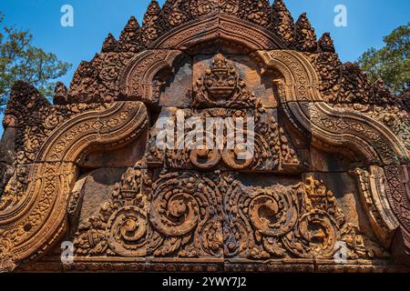 Kambodscha, Kambodscha, 26.02.2024, Siem Reap, Angkor-Tempel, Benteay Srei, Lady Temple, Khmer, Ruinen, Ruinen, khmer, Foto von Jean-Yves Bardin Stockfoto