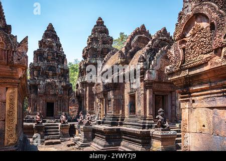 Kambodscha, Kambodscha, 26.02.2024, Siem Reap, Angkor-Tempel, Benteay Srei, Lady Temple, Khmer, Ruinen, Ruinen, khmer, Foto von Jean-Yves Bardin Stockfoto