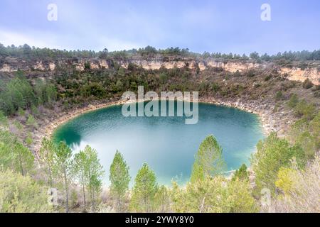 Naturdenkmal Torcas de Palancares y Tierra Muerta, Cañada del Hoyo, Cuenca, Spanien Stockfoto