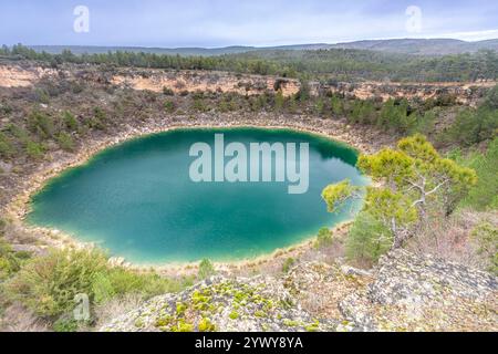 Naturdenkmal Torcas de Palancares y Tierra Muerta, Cañada del Hoyo, Cuenca, Spanien Stockfoto