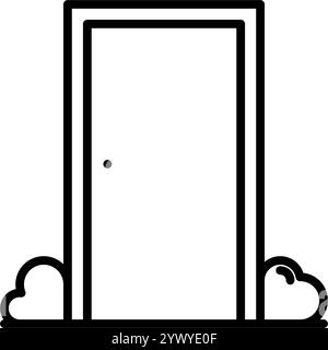 Türdesign mit linearem Stil in transparentem Hintergrund Stock Vektor