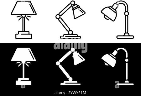 Lampendesign mit linearem Stil und Silhouette auf transparentem Hintergrund Stock Vektor