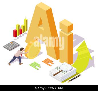 Neuronales KI-Netzwerk hilft, Geld zu verdienen und den Gewinn zu steigern Stock Vektor