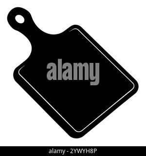 Eine klare, minimalistische Silhouette eines Schneidebretts aus Holz mit Griff. Stock Vektor