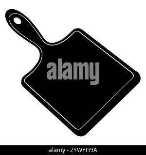 Eine klare, minimalistische Silhouette eines Schneidebretts aus Holz mit Griff. Stock Vektor