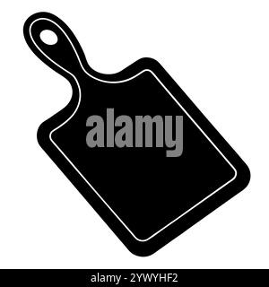 Eine klare, minimalistische Silhouette eines Schneidebretts aus Holz mit Griff. Stock Vektor