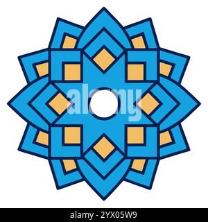 Islamisches Muster mit Elementen im Mandala-Stil, ideal für Social-Media-Poster und Grußkarten während des Ramadan, Eid und des islamischen Neujahrs. Stock Vektor