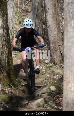 XCO-Rennen für Damen im WindRock Bicycle Park in Oliver Springs, Tennessee, USA. Stockfoto