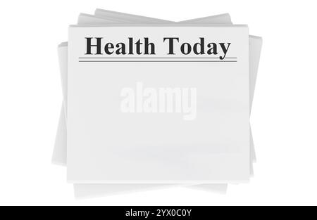 Die Zeitungen der Gesundheitsbranche. Zeitungen, Vorlagen-Motive. 3D-Rendering isoliert auf weißem Hintergrund Stockfoto