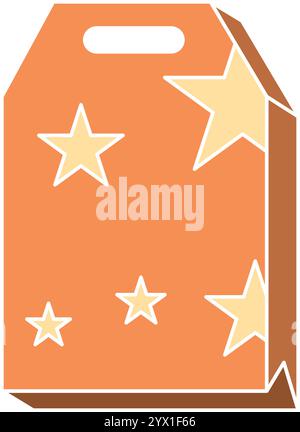 Orange Geschenktüte mit gelbem Sternmuster Vektor Stock Vektor