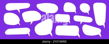 Leere Sprachblasensammlung. Leere Zeichentrickbox. Comic-Chat-Nachricht Ballon-Paket für Poster, Etikett, Tag, Banner, Abzeichen, Aufkleber. Pop-Art-Kritzelrahmen oder Bundle. Vektorabbildung Stock Vektor
