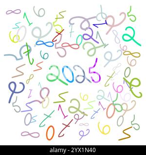 Neujahrskarte im Kinderstil auf weißem Hintergrund Stock Vektor