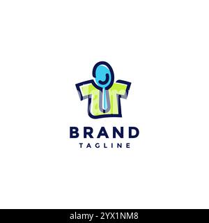 Smile T-Shirt Löffel-Logo. Buntes Löffelhemd-Logo Mit Lächeln-Symbol. Stock Vektor