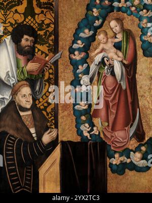 Lucas Cranach der Ältere - Friedrich der Weise in Verehrung. Stockfoto