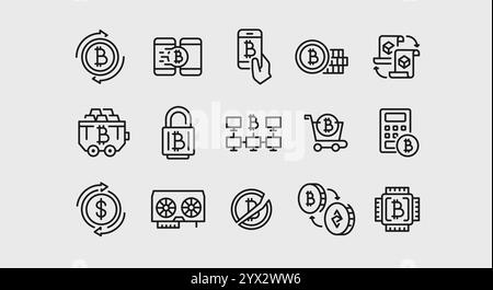 Bitcoin-Symbole Gesetzt Stock Vektor