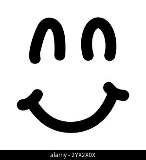 Minimalistisches, handgezeichnetes Smiley-Gesicht mit verspieltem Ausdruck, trendigem Schwarz-weiß-Design für Aufkleber, Poster und Drucke. Vektorabbildung Stock Vektor