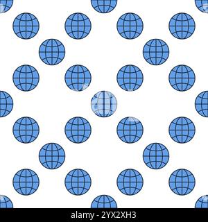 Earth Globe Konzept Vektor einfaches rundes blaues nahtloses Muster Stock Vektor