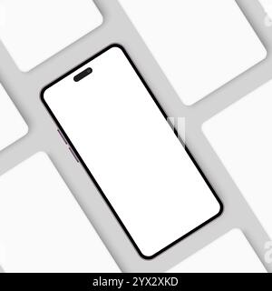 Realistisches Smartphone-Mockup-Set, Vektorvorlage für die Präsentation des Mobiltelefons, Paket für isolierte digitale Geräte Stock Vektor