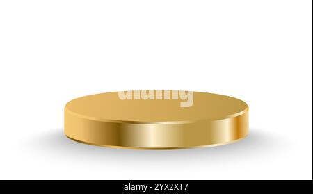 Realistische goldene leere Produktredalszene. Geometrische Metallic-Form für Produktbranding. Goldene Zylinder-Motive-Szene Stock Vektor