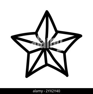 Doodle Star. Symbol für handgezeichnete Scribble-Skizzen. Vektor-Grunge-Linie handgezeichneter Stern. Stock Vektor