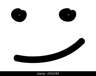 Minimalistisches, handgezeichnetes Smiley-Gesicht mit verspieltem Ausdruck, trendigem Schwarz-weiß-Design für Aufkleber, Poster und Drucke. Vektorabbildung Stock Vektor