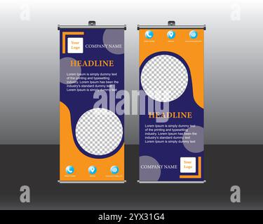 Roll-up Banner Stand Design Vorlage, moderne Roll-up Banner, Vektor Illustration, Round Space Stock Vektor