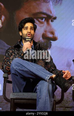 Bollywood-Schauspieler Aaman Devgan nimmt am 12. Dezember 2024 an einer Pressekonferenz Teil, um für seinen kommenden Film Azaad in Jaipur, Rajasthan, Indien, zu werben. (Foto von Vishal Bhatnagar/NurPhoto)0 Credit: NurPhoto SRL/Alamy Live News Stockfoto