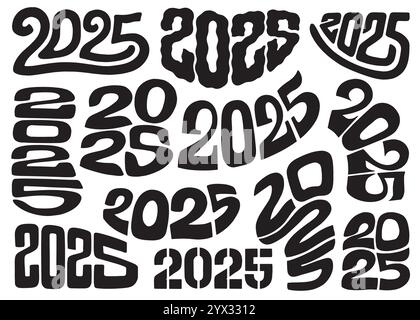2025 Zusammenstellung für Illustrative Lettering. Vektorbeschriftung Design Illustration für Web, T-Shirt Design, andere grafische Design Verwendung Stock Vektor
