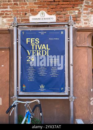 Busseto, Parma, Italien - 23. November 2024 Ein Poster für das verdi Festival 2024, ausgestellt in busseto, italien, enthält Aufführungsdaten und Veranstaltungsorte, mit Stockfoto