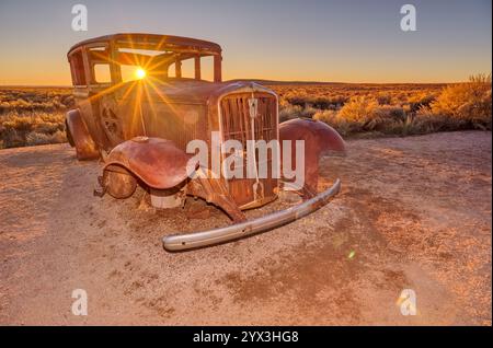 Relikt der Route 66 im versteinerten Wald AZ Stockfoto