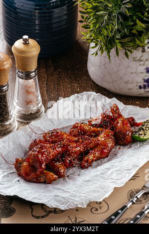 Chicken Wings in Teriyaki-sauce Stockfoto