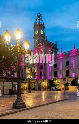 Rathaus, Plaza del Ayuntamiento, Valencia, Valencianische Gemeinde, Spanien Stockfoto